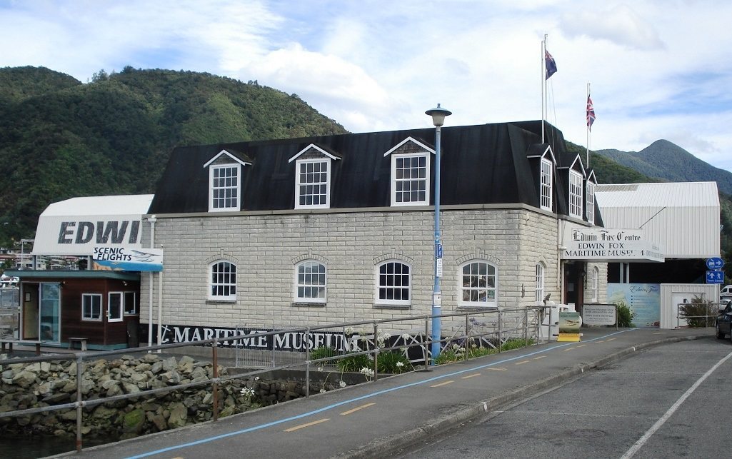 The Edwin Fox Maritime Museum building on Picton's waterfront